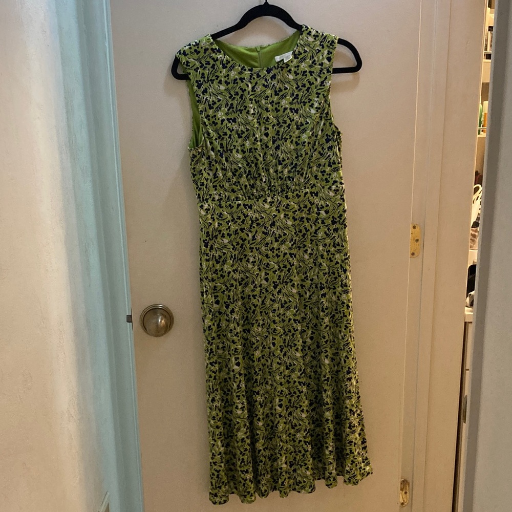 London Times Green and Black Floral Midi Dress